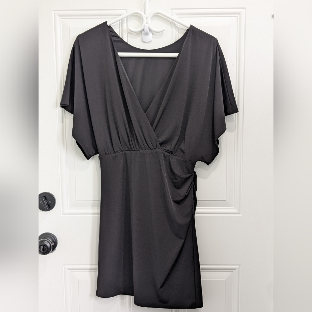 Guess Black Asymmetrical Ruched  Reversible Cocktail Dress